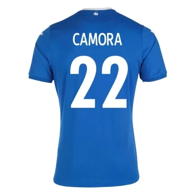 Női Román labdarúgó-válogatott Mario Camora #22 Idegenbeli Kék 2021 Mez Póló Ing