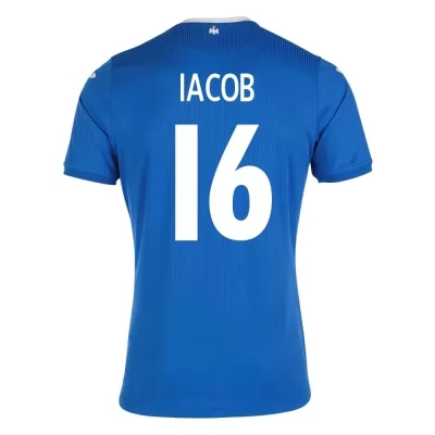 Női Román labdarúgó-válogatott Florin Iacob #16 Idegenbeli Kék 2021 Mez Póló Ing