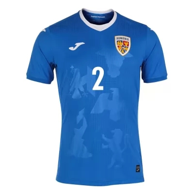 Női Román labdarúgó-válogatott Tiberiu Capusa #2 Idegenbeli Kék 2021 Mez Póló Ing