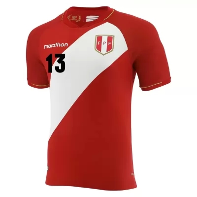 Női Perui labdarúgó-válogatott Renato Tapia #13 Idegenbeli Piros fehér 2021 Mez Póló Ing