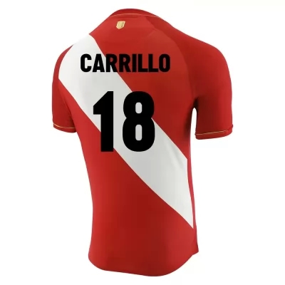 Női Perui labdarúgó-válogatott Andre Carrillo #18 Idegenbeli Piros fehér 2021 Mez Póló Ing