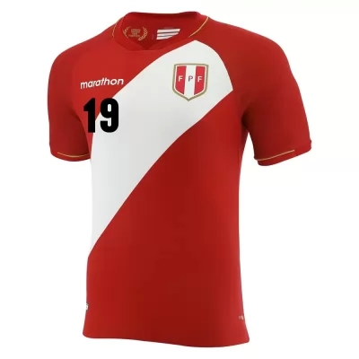 Női Perui labdarúgó-válogatott Yoshimar Yotun #19 Idegenbeli Piros fehér 2021 Mez Póló Ing