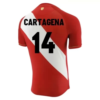 Női Perui labdarúgó-válogatott Wilder Cartagena #14 Idegenbeli Piros fehér 2021 Mez Póló Ing