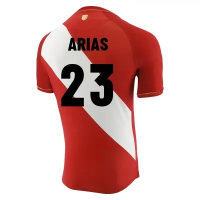 Női Perui labdarúgó-válogatott Alexis Arias #23 Idegenbeli Piros fehér 2021 Mez Póló Ing