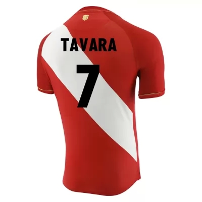 Női Perui labdarúgó-válogatott Martin Tavara #7 Idegenbeli Piros fehér 2021 Mez Póló Ing