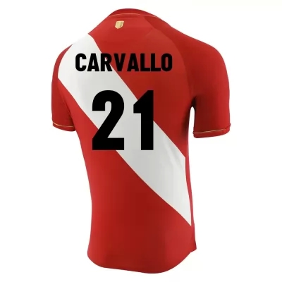 Női Perui labdarúgó-válogatott Jose Carvallo #21 Idegenbeli Piros fehér 2021 Mez Póló Ing