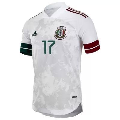 Női Mexikói labdarúgó-válogatott Jesus Corona #17 Idegenbeli Fehér fekete 2021 Mez Póló Ing