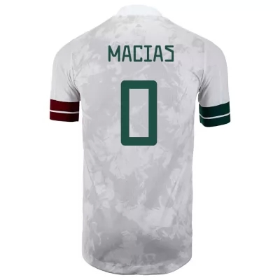 Férfi Mexikói labdarúgó-válogatott Jose Macias #0 Idegenbeli Fehér fekete 2021 Mez Póló Ing