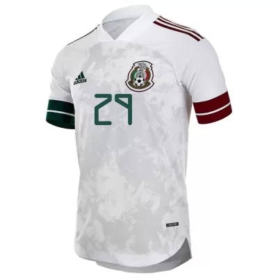 Női Mexikói labdarúgó-válogatott Diego Lainez #29 Idegenbeli Fehér fekete 2021 Mez Póló Ing