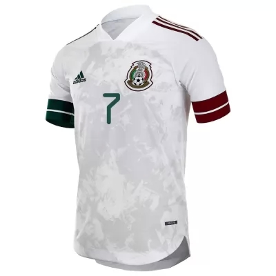 Női Mexikói labdarúgó-válogatott Orbelin Pineda #7 Idegenbeli Fehér fekete 2021 Mez Póló Ing