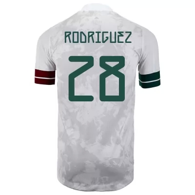 Női Mexikói labdarúgó-válogatott Carlos Rodriguez #28 Idegenbeli Fehér fekete 2021 Mez Póló Ing