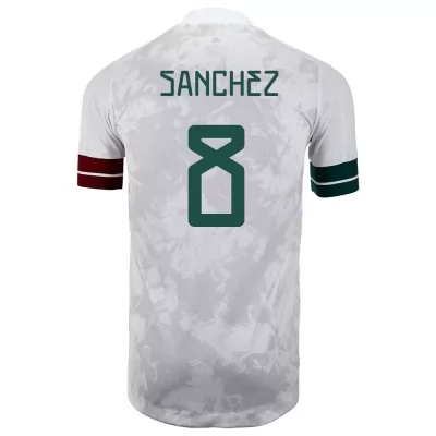 Női Mexikói labdarúgó-válogatott Jorge Sanchez #8 Idegenbeli Fehér fekete 2021 Mez Póló Ing