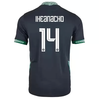 Gyermek Nigériai labdarúgó-válogatott Kelechi Iheanacho #14 Idegenbeli Fekete 2021 Mez Póló Ing