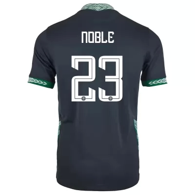 Női Nigériai labdarúgó-válogatott John Noble #23 Idegenbeli Fekete 2021 Mez Póló Ing