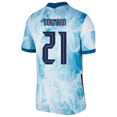 Női Norvég labdarúgó-válogatott Mathias Normann #21 Idegenbeli Világoskék 2021 Mez Póló Ing