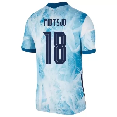Női Norvég labdarúgó-válogatott Fredrik Midtsjo #18 Idegenbeli Világoskék 2021 Mez Póló Ing