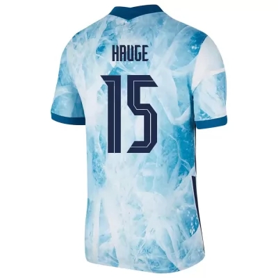 Női Norvég labdarúgó-válogatott Jens Petter Hauge #15 Idegenbeli Világoskék 2021 Mez Póló Ing