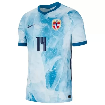Női Norvég labdarúgó-válogatott Julian Ryerson #14 Idegenbeli Világoskék 2021 Mez Póló Ing