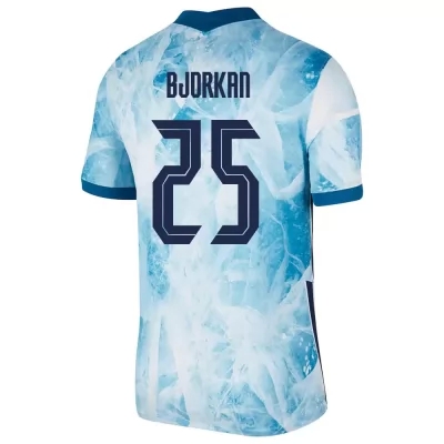 Női Norvég labdarúgó-válogatott Fredrik Andre Bjorkan #25 Idegenbeli Világoskék 2021 Mez Póló Ing