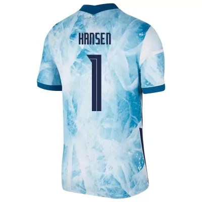 Női Norvég labdarúgó-válogatott Andre Hansen #1 Idegenbeli Világoskék 2021 Mez Póló Ing