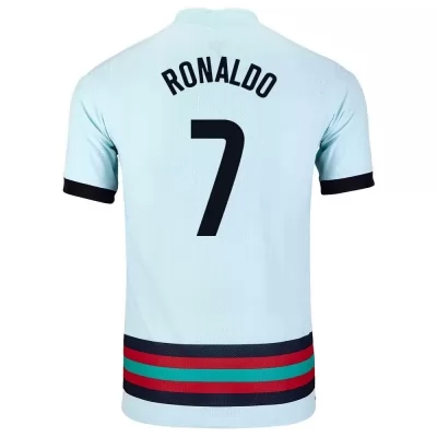 Női Portugál labdarúgó-válogatott Cristiano Ronaldo #7 Idegenbeli Világoskék 2021 Mez Póló Ing