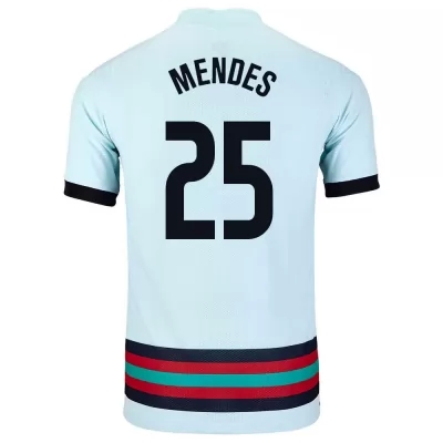 Férfi Portugál labdarúgó-válogatott Nuno Mendes #25 Idegenbeli Világoskék 2021 Mez Póló Ing
