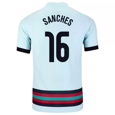 Férfi Portugál labdarúgó-válogatott Renato Sanches #16 Idegenbeli Világoskék 2021 Mez Póló Ing