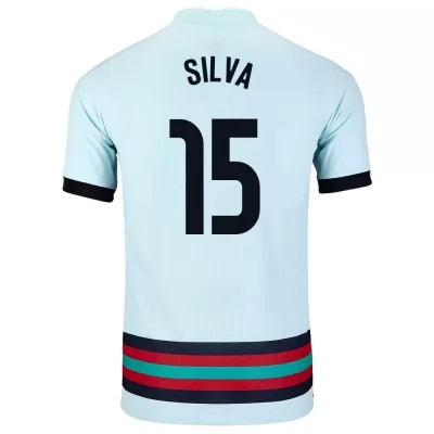 Női Portugál labdarúgó-válogatott Rafa Silva #15 Idegenbeli Világoskék 2021 Mez Póló Ing