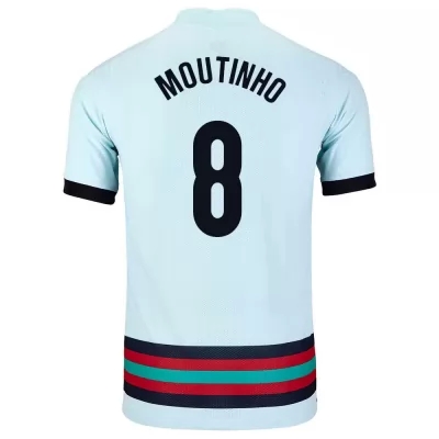 Női Portugál labdarúgó-válogatott Joao Moutinho #8 Idegenbeli Világoskék 2021 Mez Póló Ing