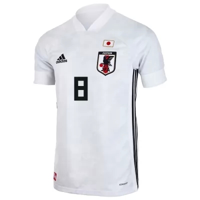 Férfi Japán labdarúgó-válogatott Genki Haraguchi #8 Idegenbeli Fehér 2021 Mez Póló Ing