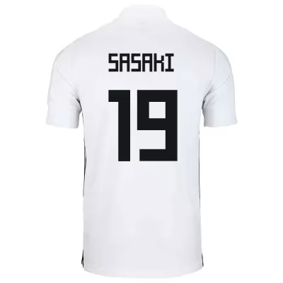 Férfi Japán labdarúgó-válogatott Sho Sasaki #19 Idegenbeli Fehér 2021 Mez Póló Ing