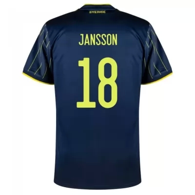 Férfi Svéd labdarúgó-válogatott Pontus Jansson #18 Idegenbeli Sötétkék 2021 Mez Póló Ing