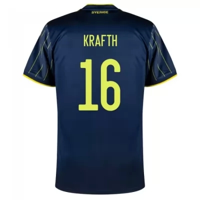Női Svéd labdarúgó-válogatott Emil Krafth #16 Idegenbeli Sötétkék 2021 Mez Póló Ing
