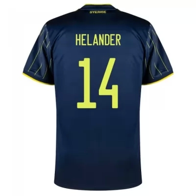 Női Svéd labdarúgó-válogatott Filip Helander #14 Idegenbeli Sötétkék 2021 Mez Póló Ing
