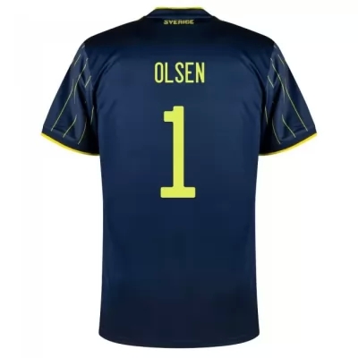 Női Svéd labdarúgó-válogatott Robin Olsen #1 Idegenbeli Sötétkék 2021 Mez Póló Ing