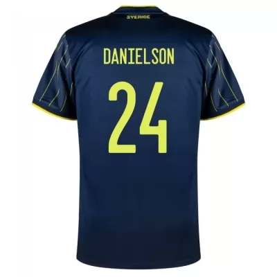 Női Svéd labdarúgó-válogatott Marcus Danielson #24 Idegenbeli Sötétkék 2021 Mez Póló Ing