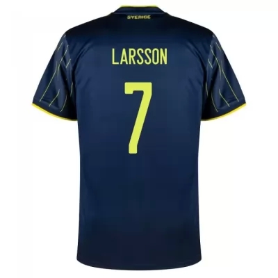 Férfi Svéd Labdarúgó-válogatott Sebastian Larsson #7 Idegenbeli Sötétkék 2021 Mez Póló Ing