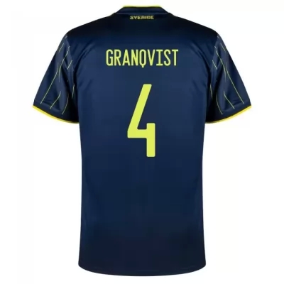 Férfi Svéd labdarúgó-válogatott Andreas Granqvist #4 Idegenbeli Sötétkék 2021 Mez Póló Ing