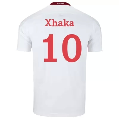Női Svájci labdarúgó-válogatott Granit Xhaka #10 Idegenbeli Fehér 2021 Mez Póló Ing