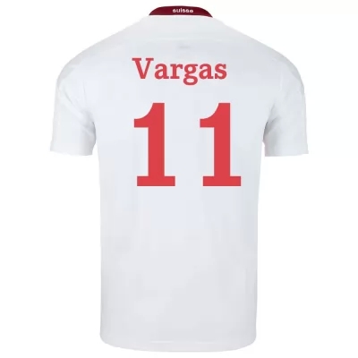 Női Svájci labdarúgó-válogatott Ruben Vargas #11 Idegenbeli Fehér 2021 Mez Póló Ing