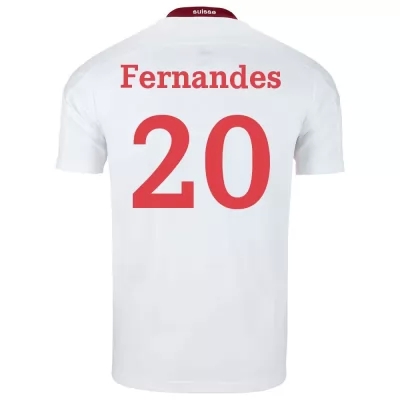 Női Svájci labdarúgó-válogatott Edimilson Fernandes #20 Idegenbeli Fehér 2021 Mez Póló Ing