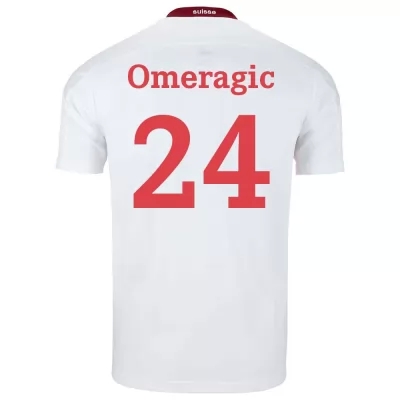 Női Svájci labdarúgó-válogatott Becir Omeragic #24 Idegenbeli Fehér 2021 Mez Póló Ing