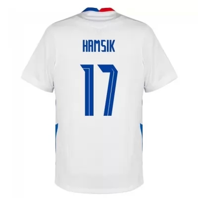 Női Szlovák labdarúgó-válogatott Marek Hamsik #17 Idegenbeli Fehér 2021 Mez Póló Ing