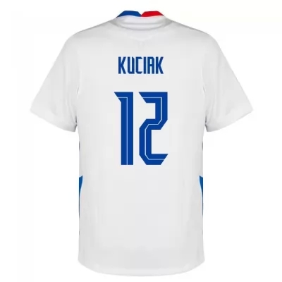 Női Szlovák labdarúgó-válogatott Dusan Kuciak #12 Idegenbeli Fehér 2021 Mez Póló Ing
