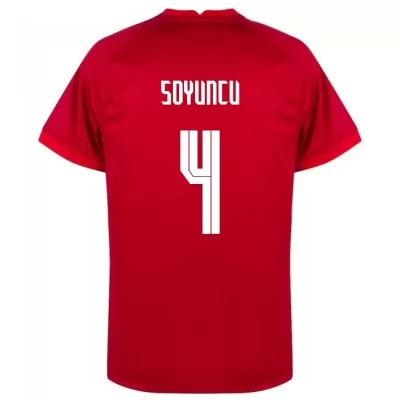Női Török labdarúgó-válogatott Caglar Soyuncu #4 Idegenbeli Piros 2021 Mez Póló Ing