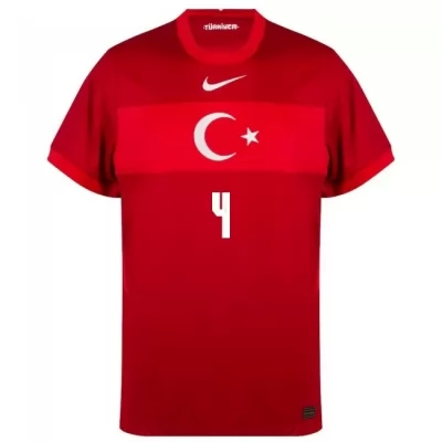 Női Török labdarúgó-válogatott Caglar Soyuncu #4 Idegenbeli Piros 2021 Mez Póló Ing
