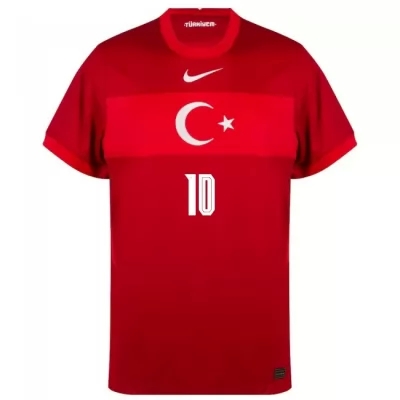 Női Török labdarúgó-válogatott Hakan Calhanoglu #10 Idegenbeli Piros 2021 Mez Póló Ing