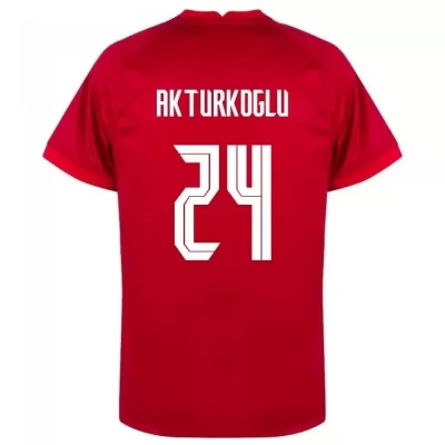 Női Török labdarúgó-válogatott Kerem Akturkoglu #24 Idegenbeli Piros 2021 Mez Póló Ing