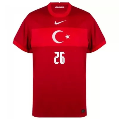 Női Török labdarúgó-válogatott Halil Dervisoglu #26 Idegenbeli Piros 2021 Mez Póló Ing