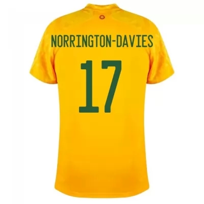 Női Walesi labdarúgó-válogatott Rhys Norrington-Davies #17 Idegenbeli Sárga 2021 Mez Póló Ing